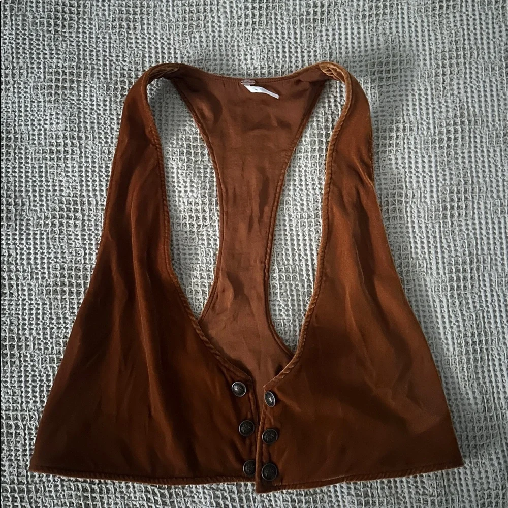 Free people brown button up crop vest
